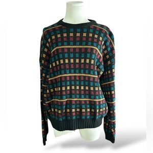 ⭐️Vintage Edison Knitwear Multicolor Patterned Men's Sweater small unisex (A96)‎